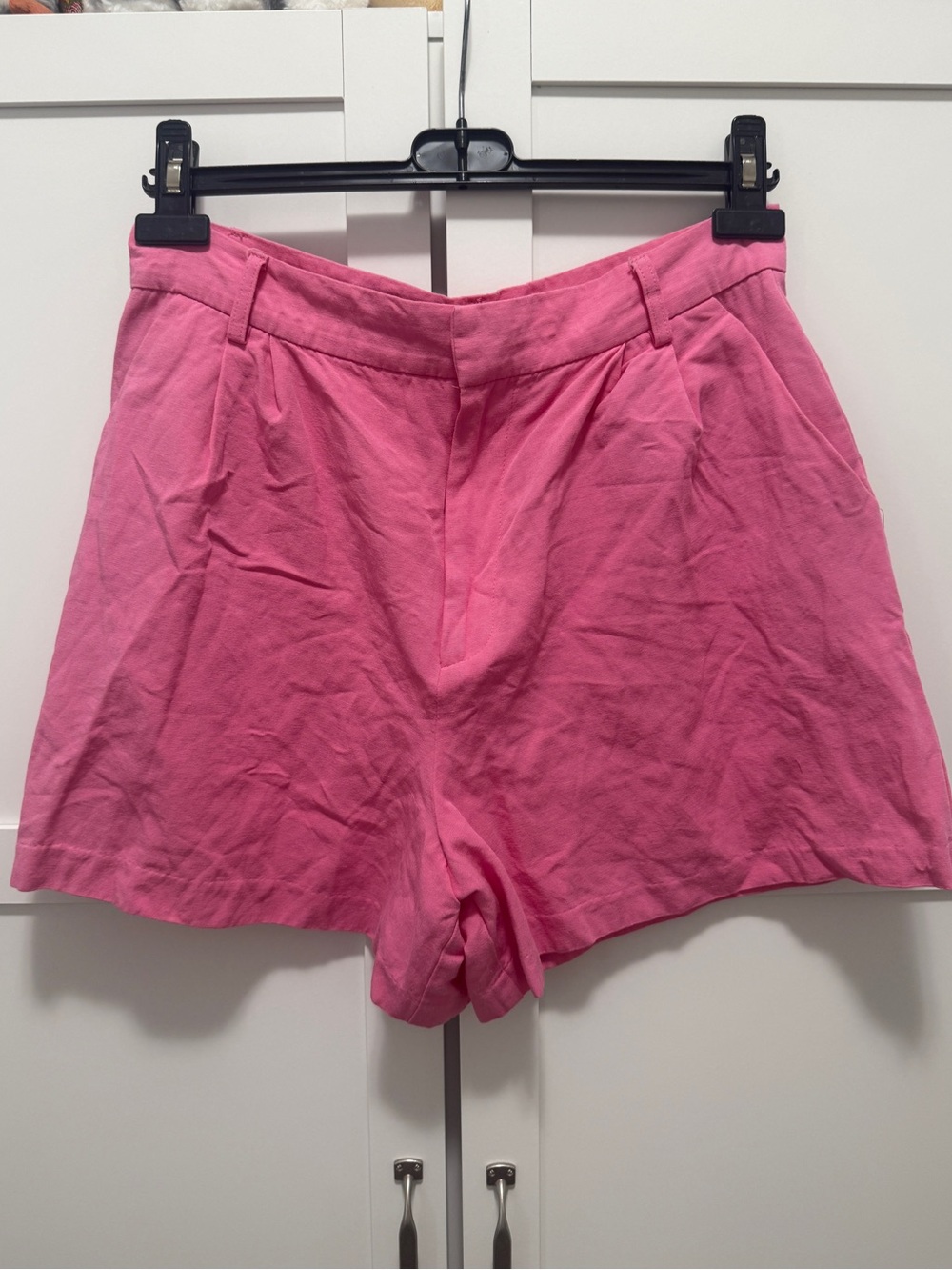 Zara Pink Linen Blend High Waist Shorts Size M